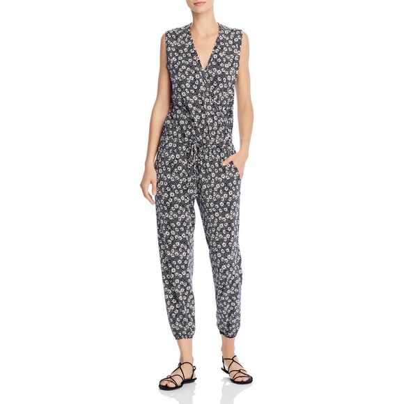 Sundry Ditsy Floral Wrap Jumpsuit - Navy 1/S - Picture 5 of 13